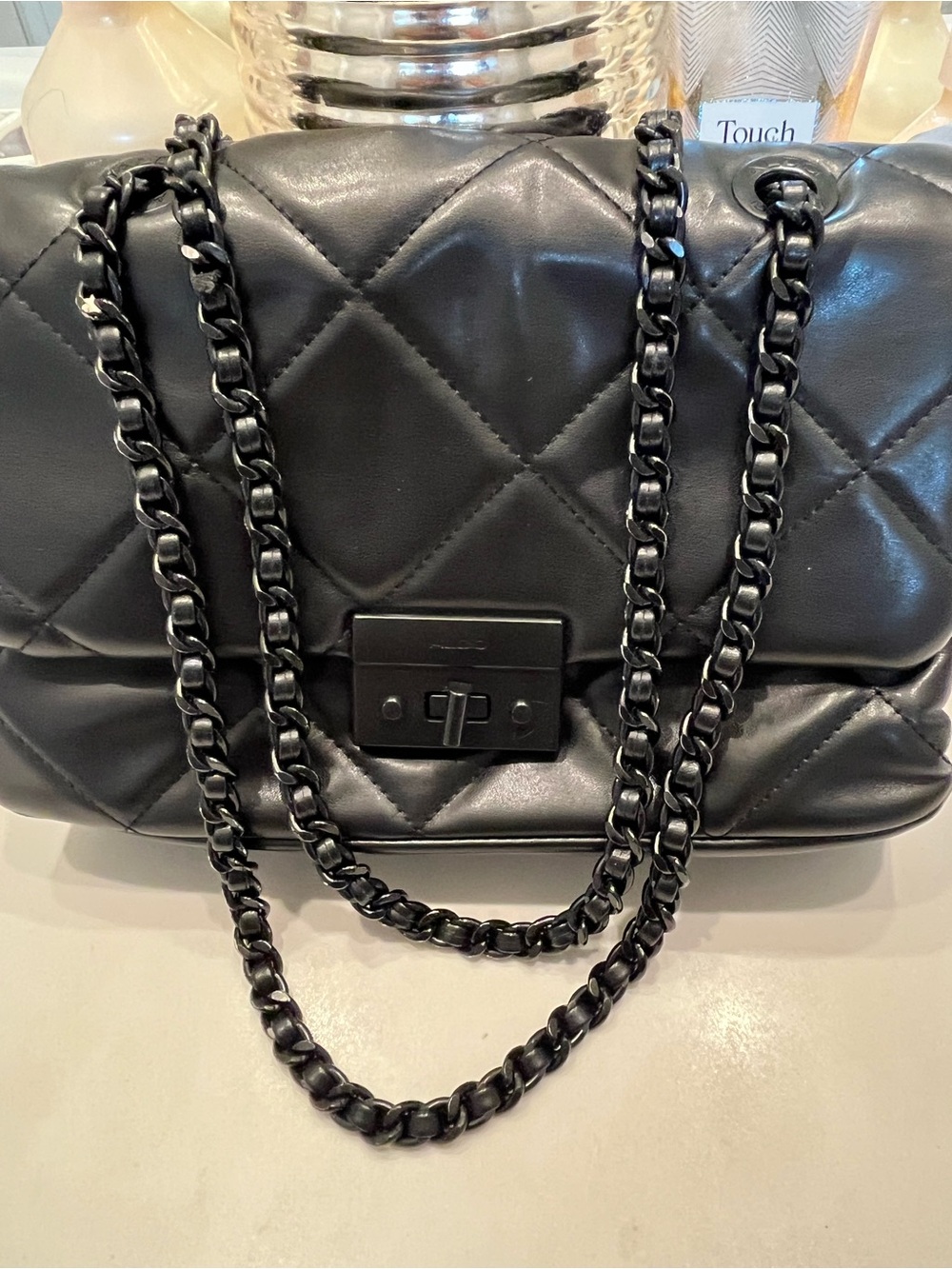 Aldo Black Quilted Chain Strap Shoulder Bag